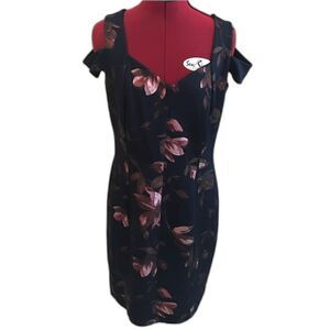 NWT Alexa B Nites Dress Women’s Size 10P & 14P Blue Floral Cold Shoulder